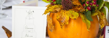 October Wedding flowers using Autumnal Pumpkins